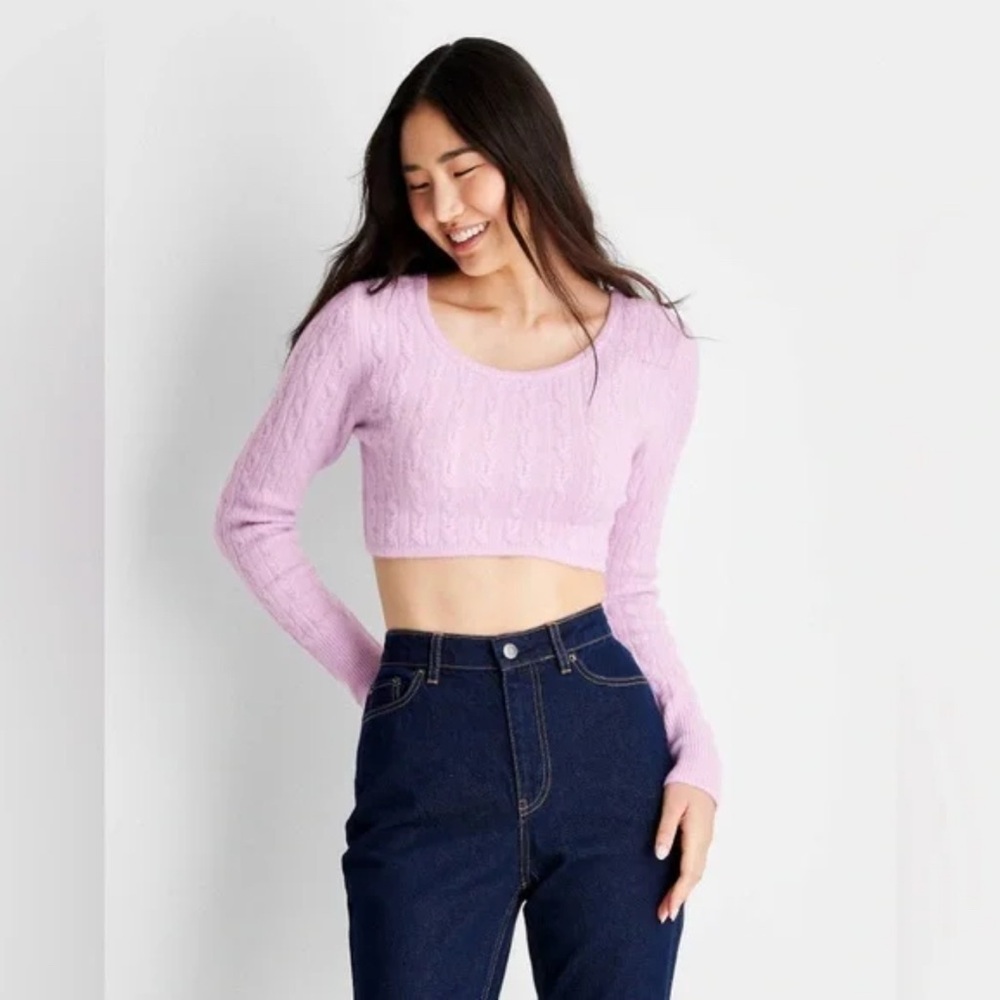 Light Purple Cropped Sweater
